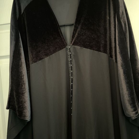 Free People Black Velvet Dreams Fringe Kimono OS New - Picture 4 of 12